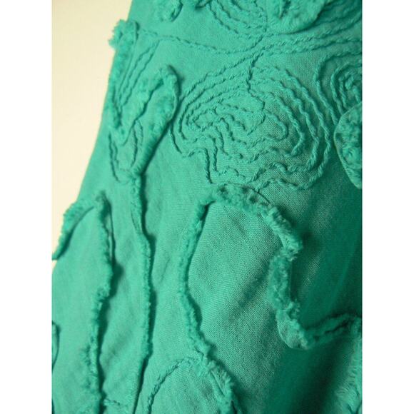 Sophie Max Turquoise Blue Floral Applique A-line Cotton Skirt XS 0 2 NEW S320 - Picture 3 of 4